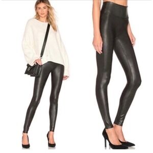 Spanx Black Faux‎ Leather Leggings Sz Large NEW